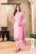 Embroidered Silk Kurti With Pant And Printed Dupatta-ISKWSU14071546