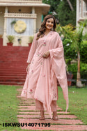 Embroidered Cotton A-Line Kurti With Pant And Dupatta-ISKWSU14071795
