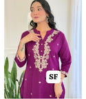 Embroidered Cotton Kurti With Pant And Dupatta-ISKWSU14071796