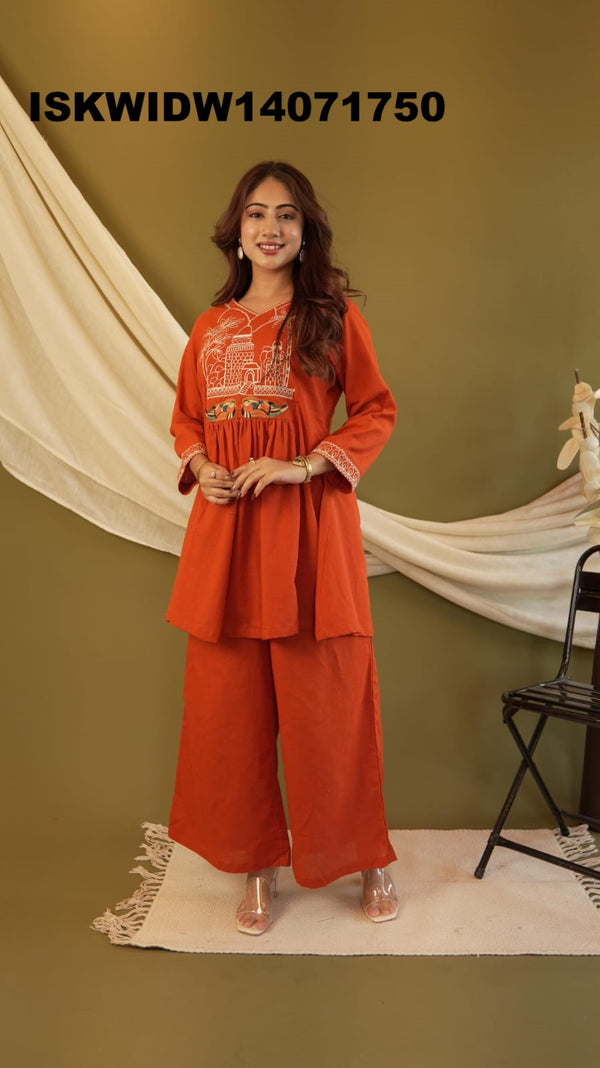 Embroidered Linen Co-Ord Set-ISKWIDW14071750