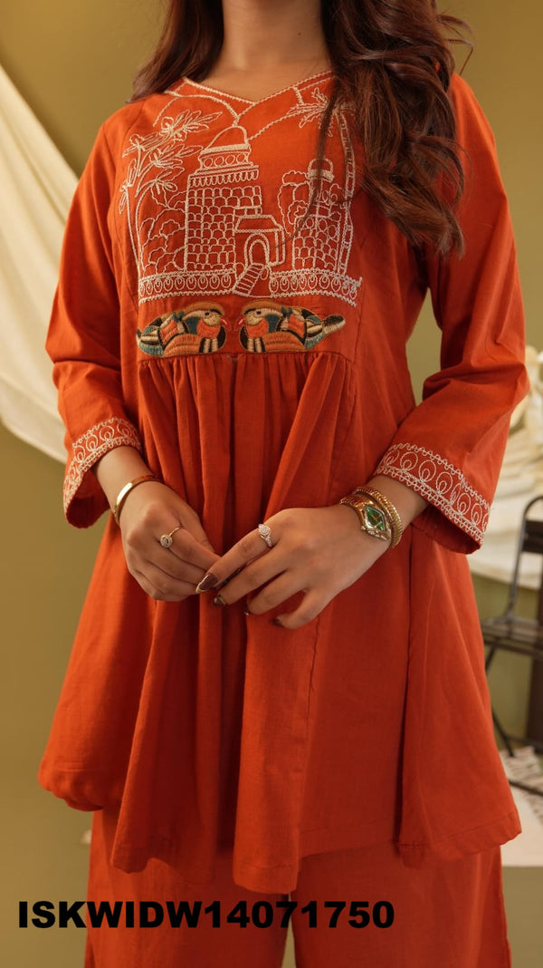 Embroidered Linen Co-Ord Set-ISKWIDW14071750