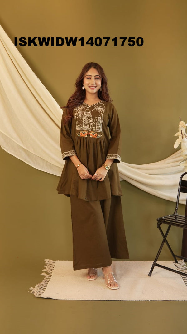 Embroidered Linen Co-Ord Set-ISKWIDW14071750