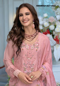 Embroidered Organza Kurti With Silk Pant And Digital Printed Dupatta-ISKWSU14071547
