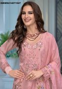 Embroidered Organza Kurti With Silk Pant And Digital Printed Dupatta-ISKWSU14071547