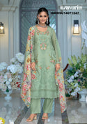 Embroidered Organza Kurti With Silk Pant And Digital Printed Dupatta-ISKWSU14071547