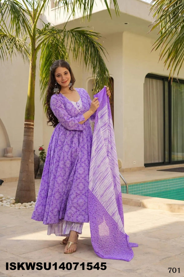 Digital Printed Maslin Anarkali Kurti With Pant And Dupatta-ISKWSU14071545