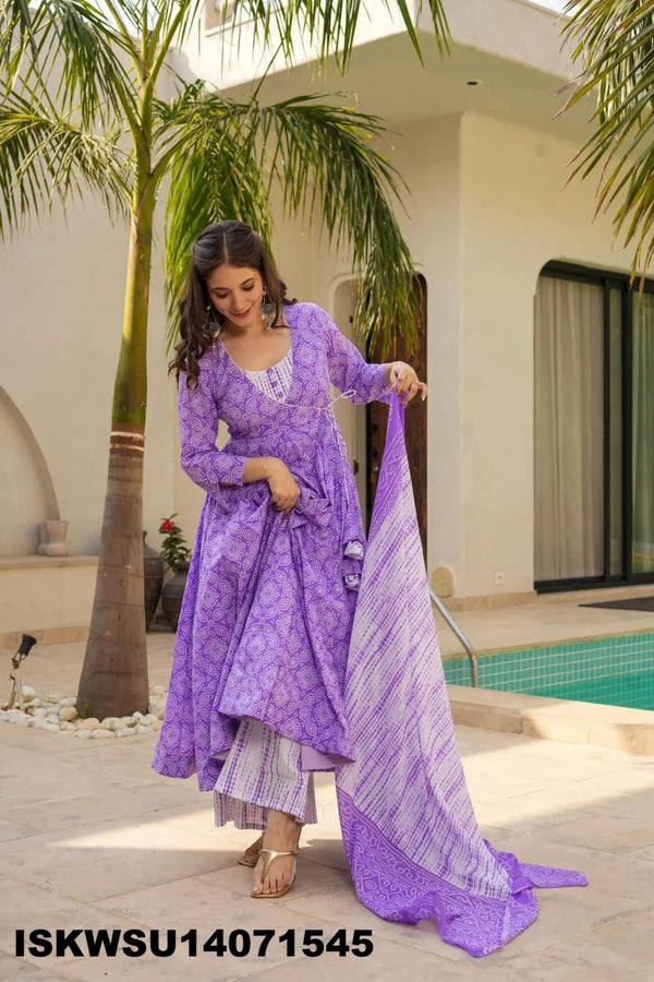Digital Printed Maslin Anarkali Kurti With Pant And Dupatta-ISKWSU14071545