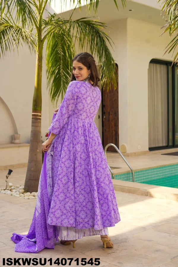 Digital Printed Maslin Anarkali Kurti With Pant And Dupatta-ISKWSU14071545