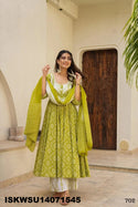 Digital Printed Maslin Anarkali Kurti With Pant And Dupatta-ISKWSU14071545