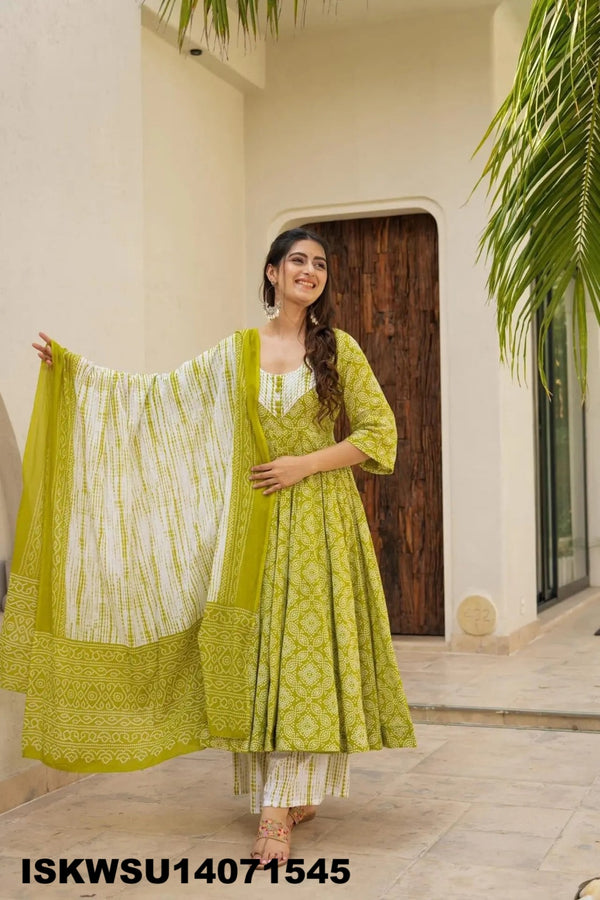 Digital Printed Maslin Anarkali Kurti With Pant And Dupatta-ISKWSU14071545