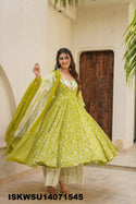 Digital Printed Maslin Anarkali Kurti With Pant And Dupatta-ISKWSU14071545
