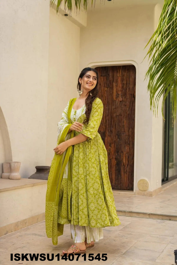 Digital Printed Maslin Anarkali Kurti With Pant And Dupatta-ISKWSU14071545