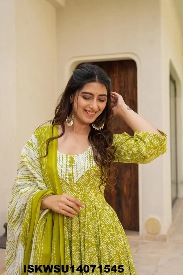 Digital Printed Maslin Anarkali Kurti With Pant And Dupatta-ISKWSU14071545