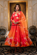 Embroidered Chiffon Anarkali Kurti with Pant And Dupatta-ISKWSU14071798
