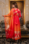 Embroidered Chiffon Anarkali Kurti with Pant And Dupatta-ISKWSU14071798