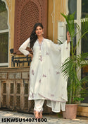 Embroidered Cotton Kurti With Pant And Dupatta-ISKWSU14071800
