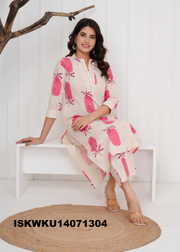 Printed Cotton Kurti With Pant-ISKWKU14071304