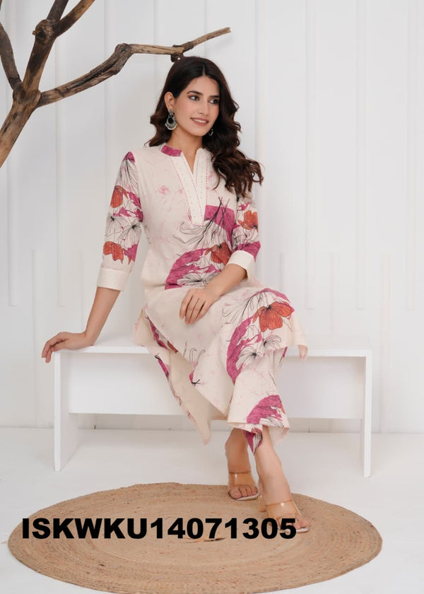 Printed Cotton Kurti With Pant-ISKWKU14071305