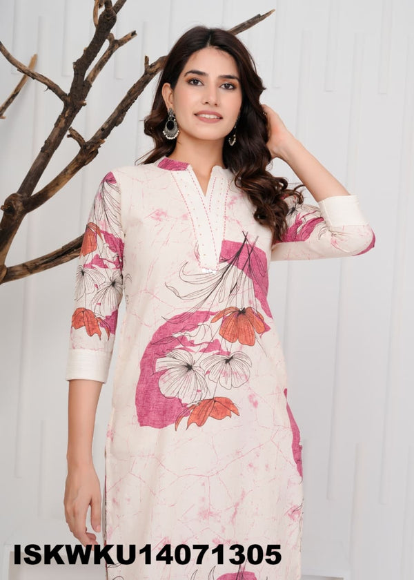 Printed Cotton Kurti With Pant-ISKWKU14071305