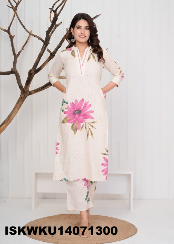 Printed Cotton Kurti With Pant-ISKWKU14071300