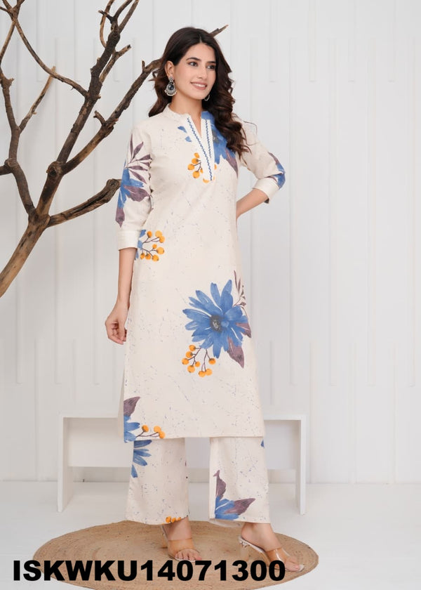 Printed Cotton Kurti With Pant-ISKWKU14071300