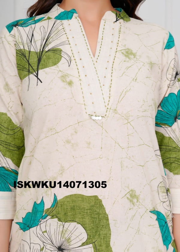Printed Cotton Kurti With Pant-ISKWKU14071305