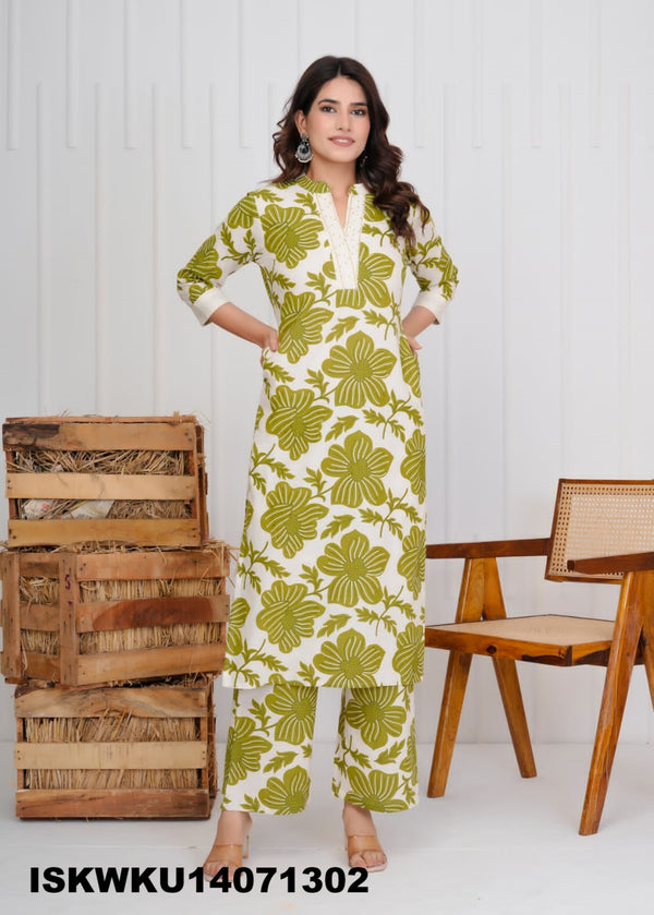 Printed Cotton Kurti With Pant-ISKWKU14071302