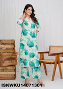 Printed Cotton Kurti With Pant-ISKWKU14071301