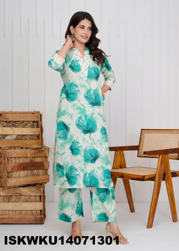 Printed Cotton Kurti With Pant-ISKWKU14071301