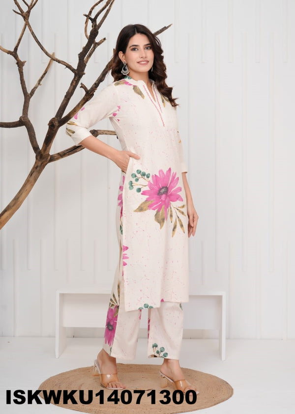 Printed Cotton Kurti With Pant-ISKWKU14071300