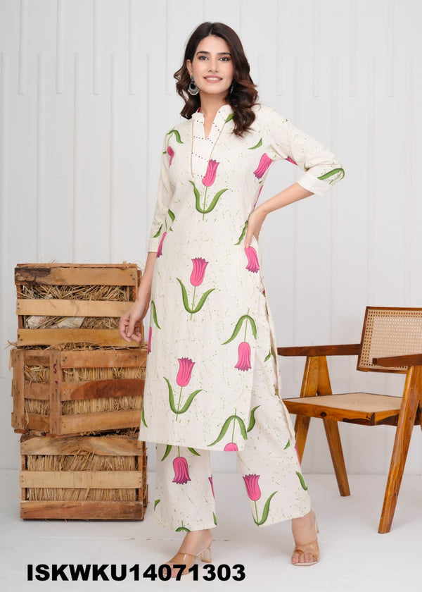 Printed Cotton Kurti With Pant-ISKWKU14071303
