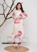 Printed Cotton Kurti With Pant-ISKWKU14071305