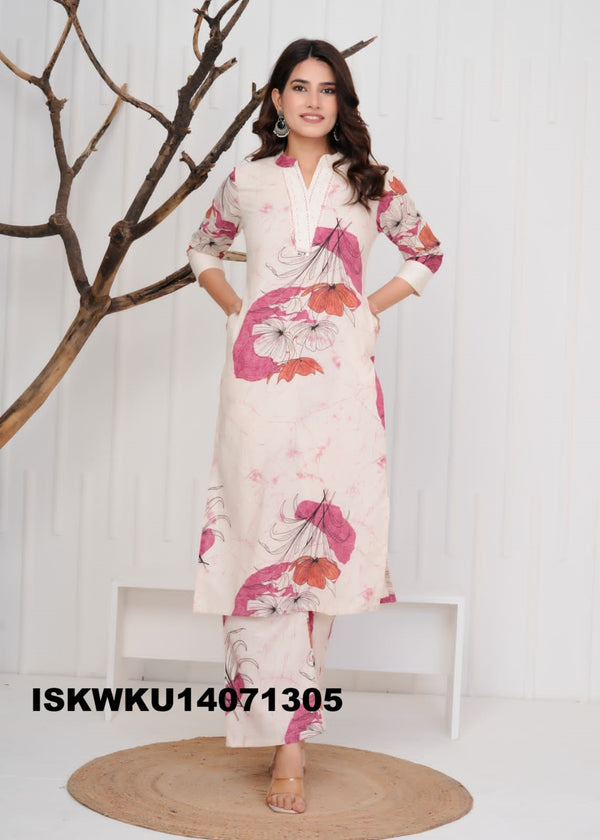 Printed Cotton Kurti With Pant-ISKWKU14071305