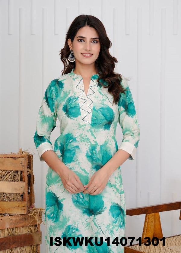 Printed Cotton Kurti With Pant-ISKWKU14071301