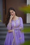 Embroidered Crush Georgette Gown With Embroidered Dupatta-ISKWGN14072199