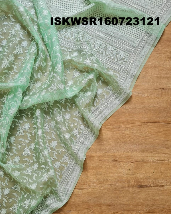 Chikankari Organza Saree With Blouse-ISKWSR160723121