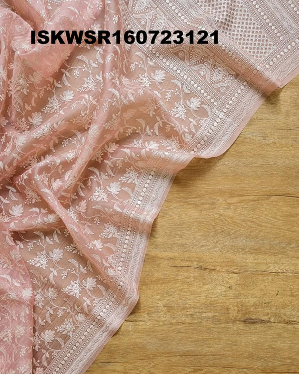 Chikankari Organza Saree With Blouse-ISKWSR160723121