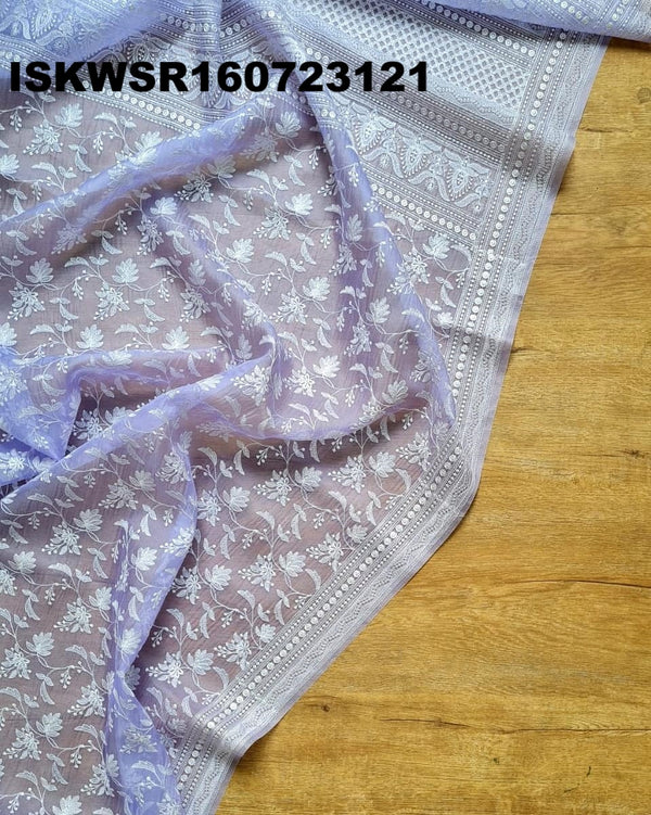Chikankari Organza Saree With Blouse-ISKWSR160723121