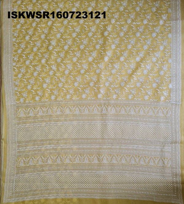 Chikankari Organza Saree With Blouse-ISKWSR160723121