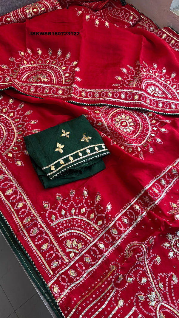 Embroidered Munga Silk Saree With Blouse-ISKWSR160723122