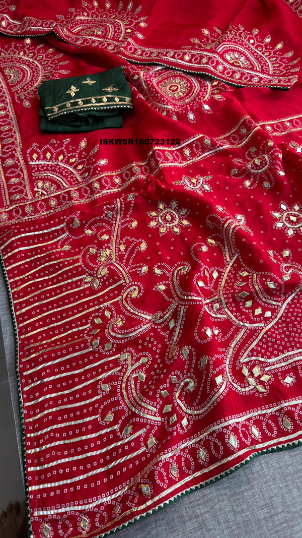 Embroidered Munga Silk Saree With Blouse-ISKWSR160723122