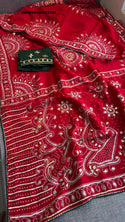 Embroidered Munga Silk Saree With Blouse-ISKWSR160723122