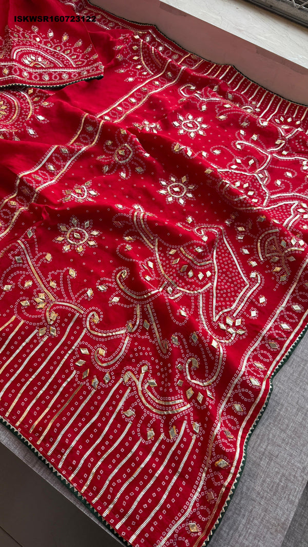 Embroidered Munga Silk Saree With Blouse-ISKWSR160723122