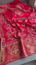 Embroidered Munga Silk Saree With Blouse-ISKWSR160723122