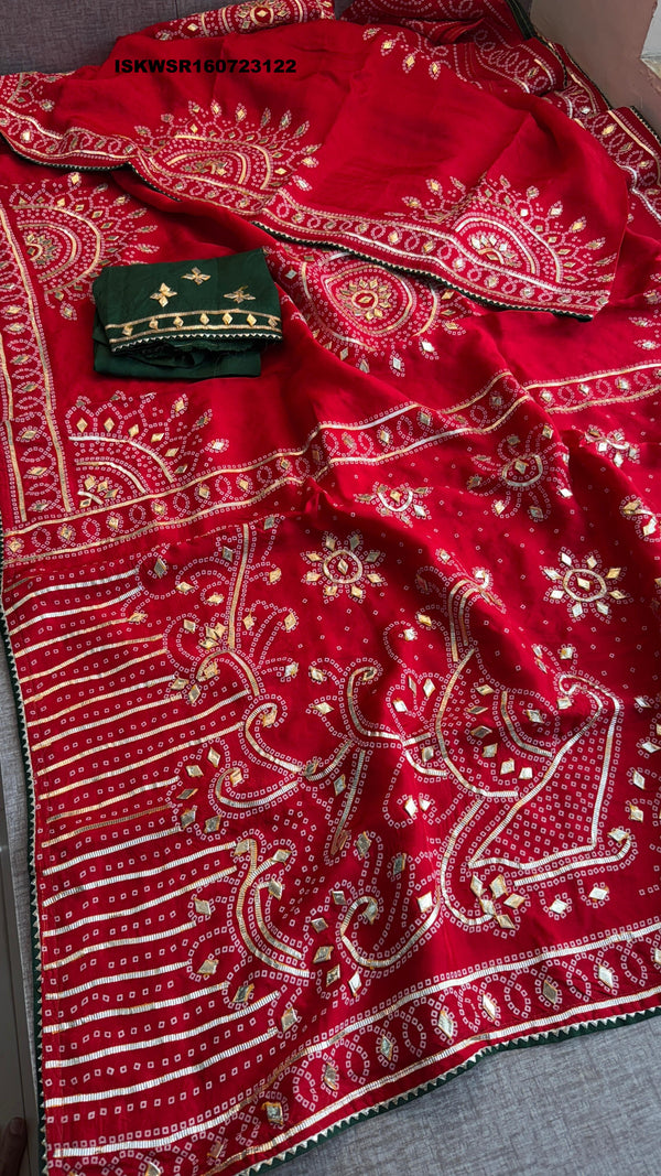 Embroidered Munga Silk Saree With Blouse-ISKWSR160723122
