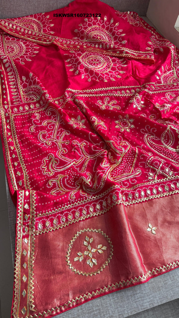 Embroidered Munga Silk Saree With Blouse-ISKWSR160723122