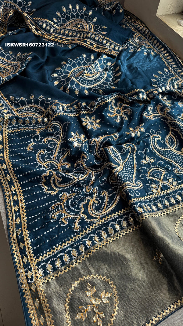 Embroidered Munga Silk Saree With Blouse-ISKWSR160723122