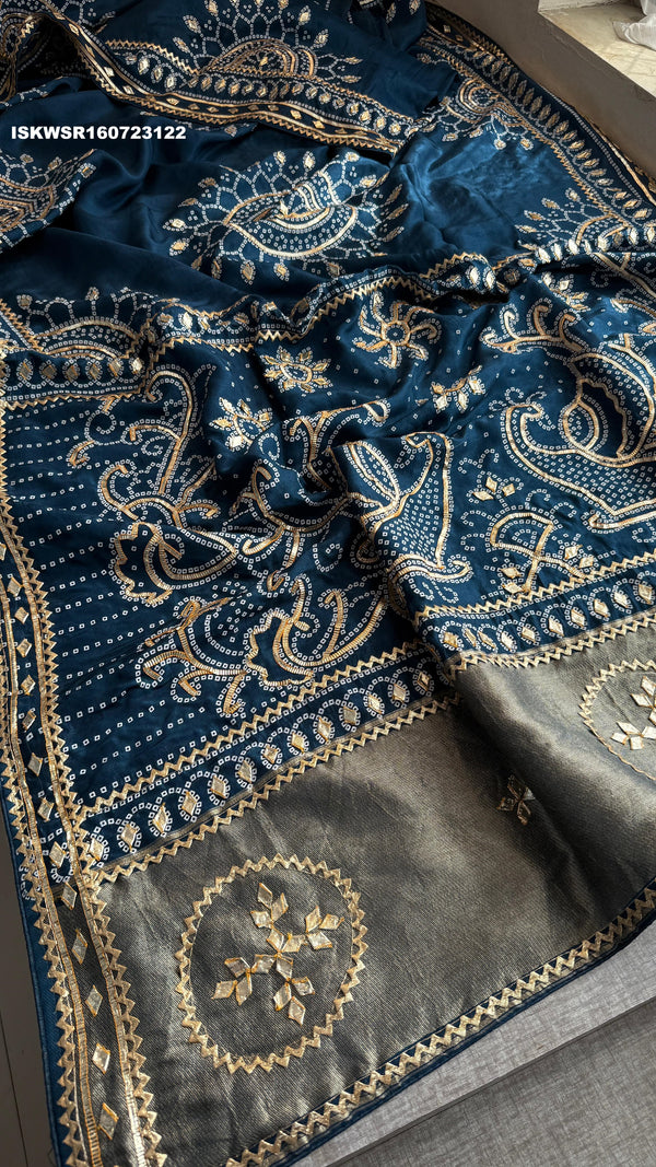 Embroidered Munga Silk Saree With Blouse-ISKWSR160723122