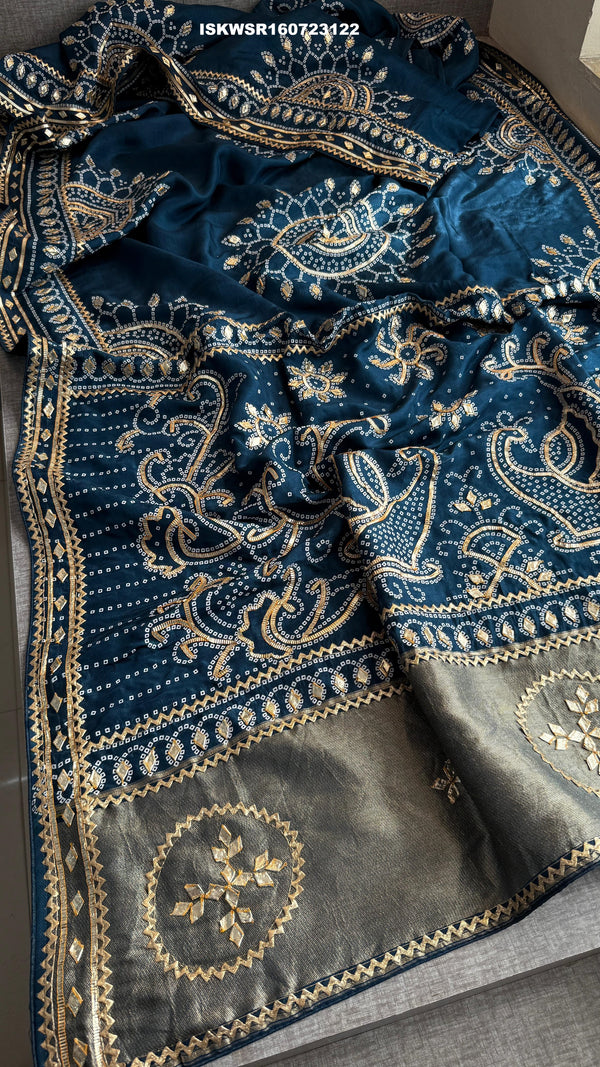Embroidered Munga Silk Saree With Blouse-ISKWSR160723122