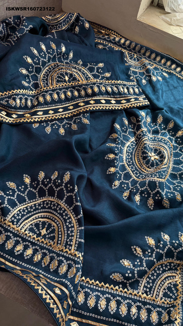 Embroidered Munga Silk Saree With Blouse-ISKWSR160723122